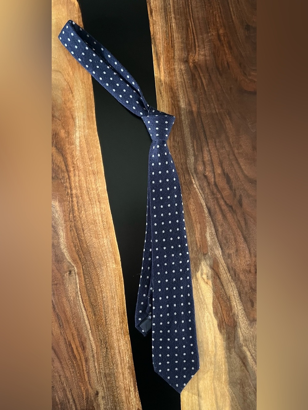 SUITSUPPLY Wool Navy Blue Polka Dot Tie